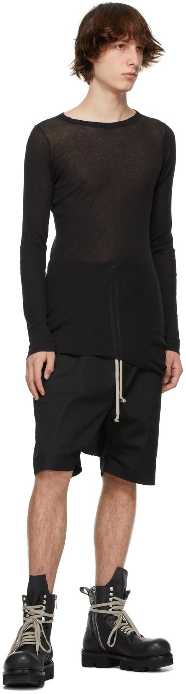 Rick Owens Black Rib Long Sleeve T-Shirt