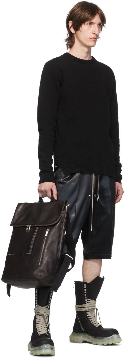 Rick Owens Black Satin Bela Pods Shorts