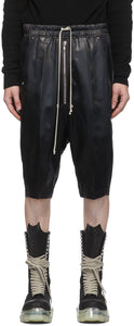 Rick Owens Black Satin Bela Pods Shorts - Short de Rick Owens Satin Bela Bela - 릭 오웬스 블랙 새틴 Bela 포드 반바지
