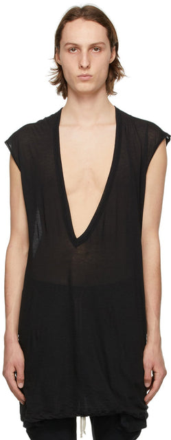 Rick Owens Black Semi-Sheer Dylan T-Shirt - T-shirt Dylan Semi-Sheer Dylan Noir Rick Owens - 릭 오웬스 블랙 세미 셔츠 딜란 티셔츠