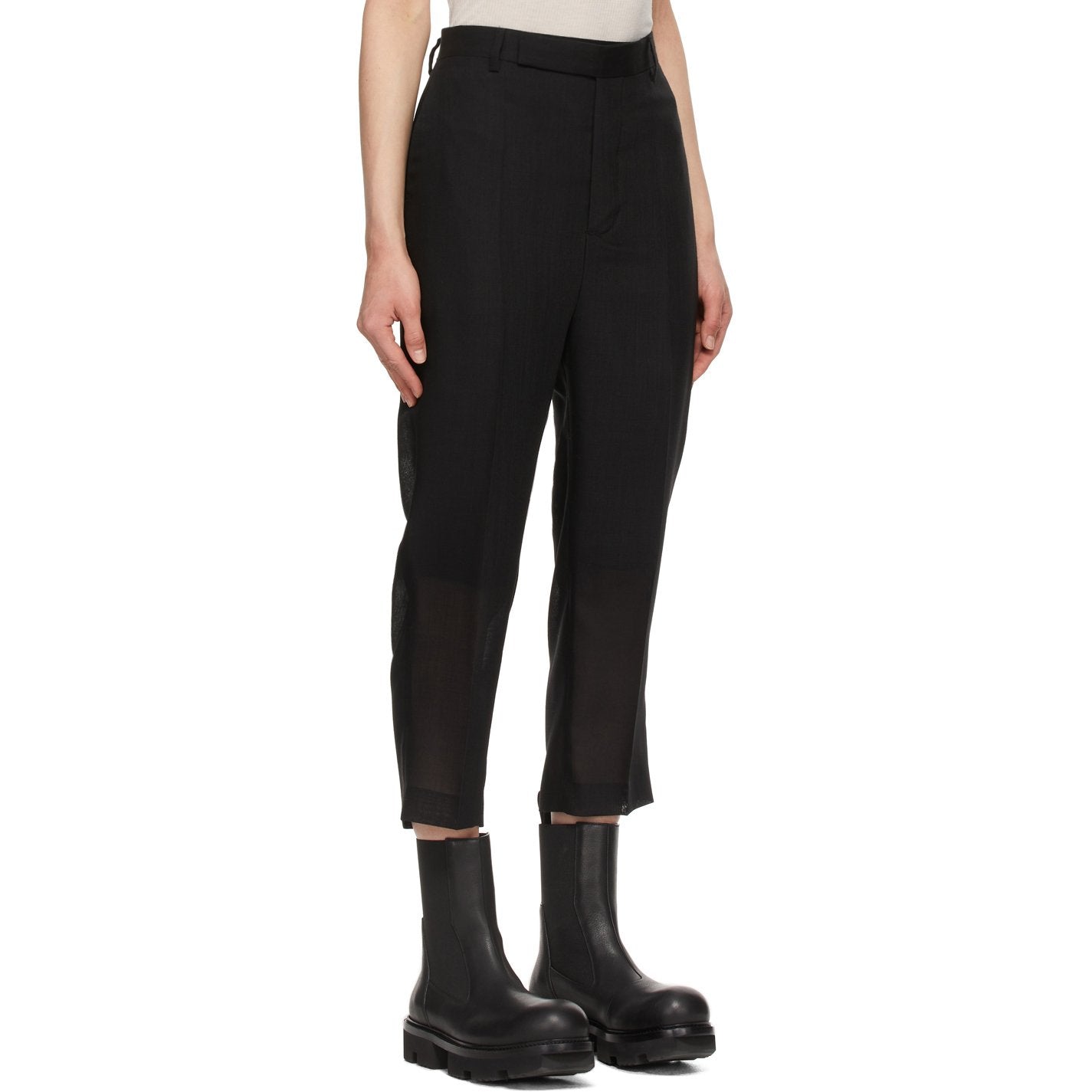 Rick Owens Black Wool Cropped Astaire Trousers – BlackSkinny