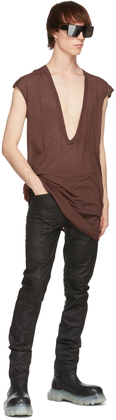 Rick Owens Brown Dylan Cap Sleeve T-Shirt