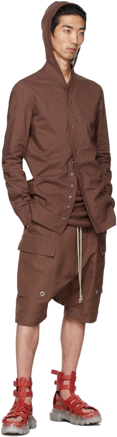 Rick Owens Burgundy Cargo Pods Shorts