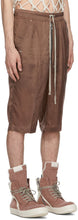 Rick Owens Burgundy Cupro Bela Pods Shorts