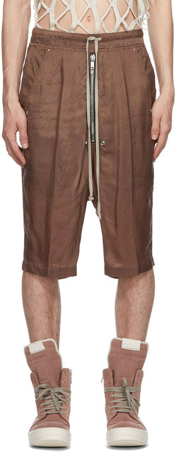 Rick Owens Burgundy Cupro Bela Pods Shorts - Rick Owens Burgundy Cupro Bela Pods Short - Rick Owens Burgundy Cupro Bela Pods 반바지
