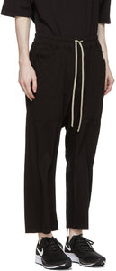 Rick Owens Drkshdw Black Cropped Long Drawstring Cargo Pants