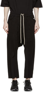 Rick Owens Drkshdw Black Cropped Long Drawstring Cargo Pants - Rick Owens Drkshdw Noir Cordina Pantalon de cargaison de cargaison - Rick Owens Drkshdw 검은 색을 자른 긴 Drawstring화물 바지