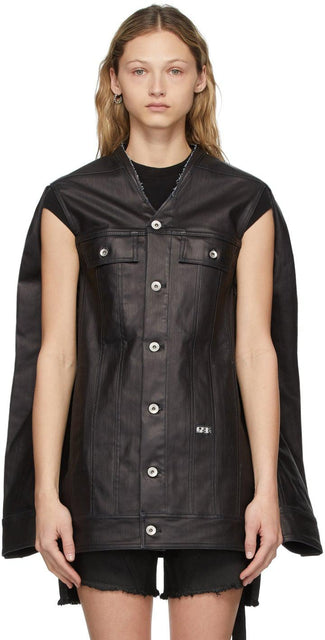 Rick Owens Drkshdw Black Denim Jumbo Trucker Jacket - Rick Owens Drkshdw Black Denim Jumbo Trucker Veste - Rick Owens Drkshdw Black Denim Jumbo Trucker Jacket.