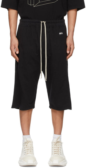 Rick Owens Drkshdw Black Jersey Pusher Shorts - Shorts de poussoir Jersey noir de Rick Owens Drkshdw - Rick Owens Drkshdw Black Jersey Pusher 반바지
