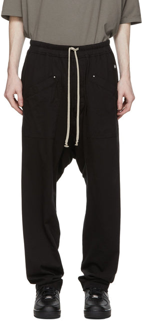 Rick Owens Drkshdw Black Long Drawstring Cargo Pants - Rick Owens Drkshdw Noir Pantalon de cargaison long cordon de serrage noir - Rick Owens Drkshdw 블랙 긴 Drawstring화물 바지
