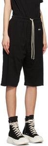 Rick Owens Drkshdw Black Long Pusher Shorts