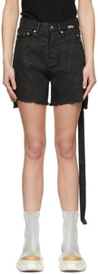 Rick Owens Drkshdw Black Pentagram Seams Cut-Off Trucker Shorts - Rick Owens Drkshdw Black Pentagram Coutures Cut-Off Short - Rick Owens Drkshdw Black Pentagram 솔기 컷 오프 트럭 운전사 반바지