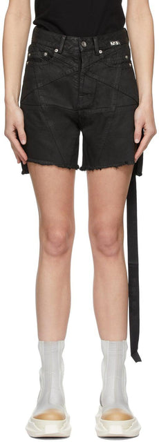 Rick Owens Drkshdw Black Pentagram Seams Cut-Off Trucker Shorts - Rick Owens Drkshdw Black Pentagram Coutures Cut-Off Short - Rick Owens Drkshdw Black Pentagram 솔기 컷 오프 트럭 운전사 반바지