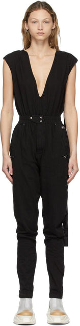 Rick Owens Drkshdw Black Performa Bodybag Jumpsuit - Rick Owens Drkshdw Black Performa BodyBag Combinaison - 릭 오웬스 Drkshdw 검은 performa bodybag jumpsuit.