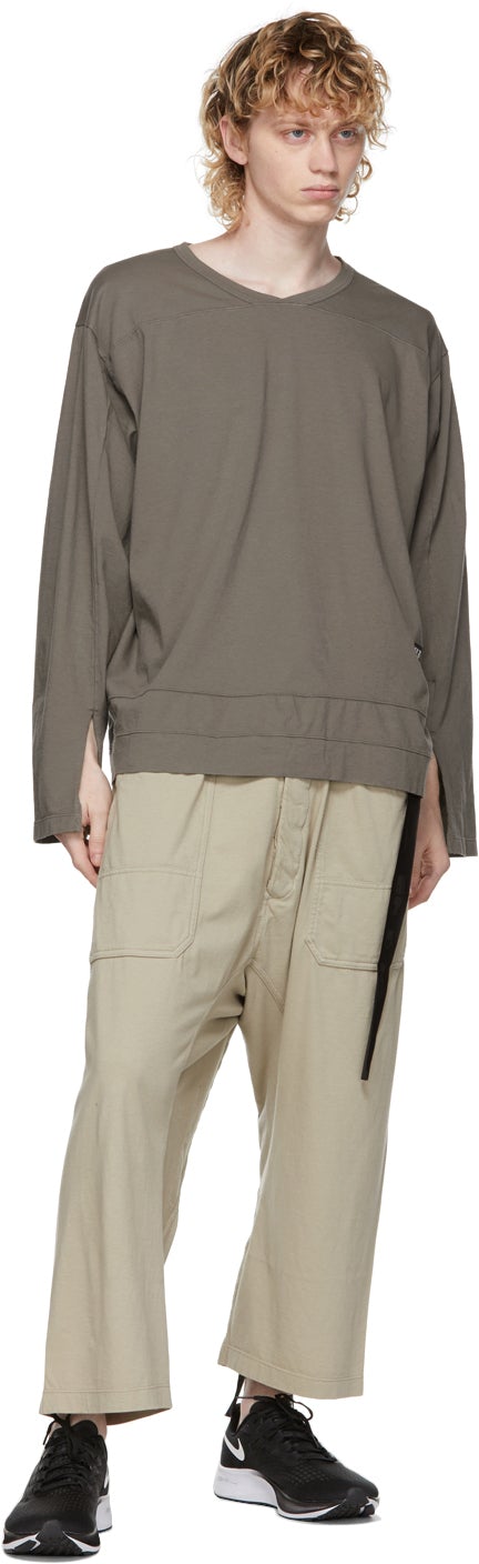 Rick Owens Drkshdw Taupe Cropped Long Drawstring Cargo Pants
