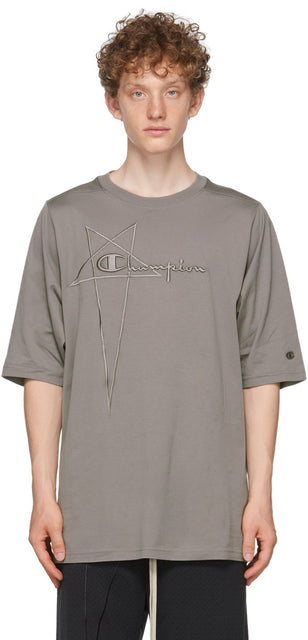 Rick Owens Grey Champion Edition Jumbo T-Shirt - Rick Owens Grey Champion Edition T-shirt Jumbo - Rick Owens 그레이 챔피언 에디션 점보 티셔츠