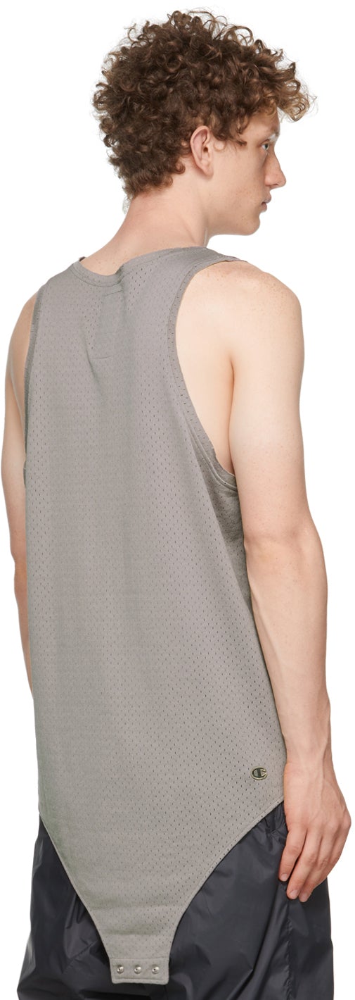 Rick Owens Grey Champion Edition Mesh Basketball Tank Top