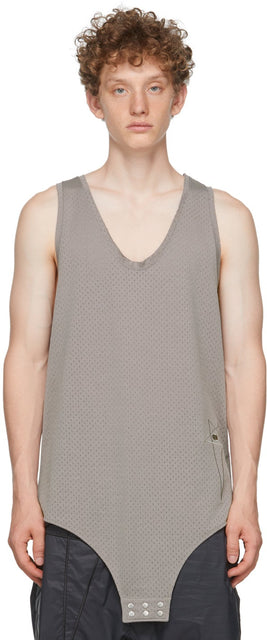 Rick Owens Grey Champion Edition Mesh Basketball Tank Top