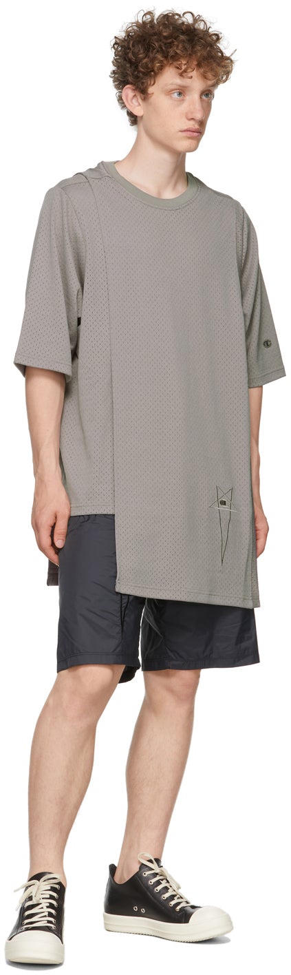 Rick Owens Grey Champion Edition Mesh Toga T-Shirt
