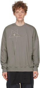 Rick Owens Grey Champion Edition Pullover Sweatshirt - Sweat-shirt pull-shirt de Rick Owens Grey Champion Edition - Rick Owens 그레이 챔피언 에디션 풀오버 스웨터