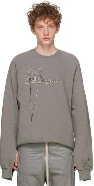 Rick Owens Grey Champion Edition Vega Sweatshirt - Rick Owens Grey Champion Edition Vega Sweat-shirt - Rick Owens 그레이 챔피언 에디션 베다 스웨터