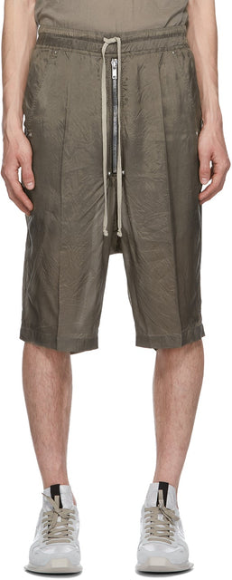 Rick Owens Grey Cupro Bela Pods Shorts - Rick Owens Grey Cupro Bela Pods Short - Rick Owens 그레이 Cupro Bela Pods 반바지