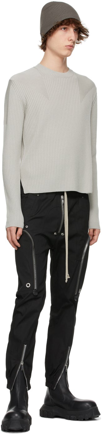 Rick Owens Grey Fisherman Biker Sweater