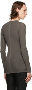 Rick Owens Grey Ribbed Round Sweater