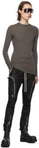 Rick Owens Grey Ribbed Round Sweater