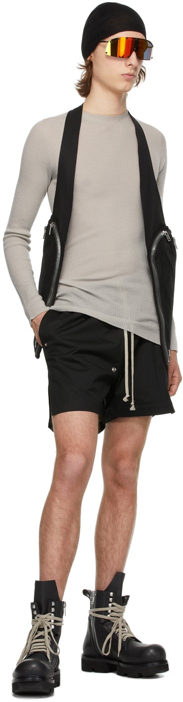 Rick Owens Grey Ribbed Round Sweater