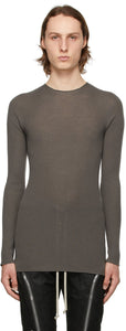 Rick Owens Grey Ribbed Round Sweater - Pull rond rond côtelé de rick owens gris - Rick Owens 그레이 리브 둥근 스웨터