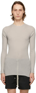 Rick Owens Grey Ribbed Round Sweater - Pull rond rond côtelé de rick owens gris - Rick Owens 그레이 리브 둥근 스웨터
