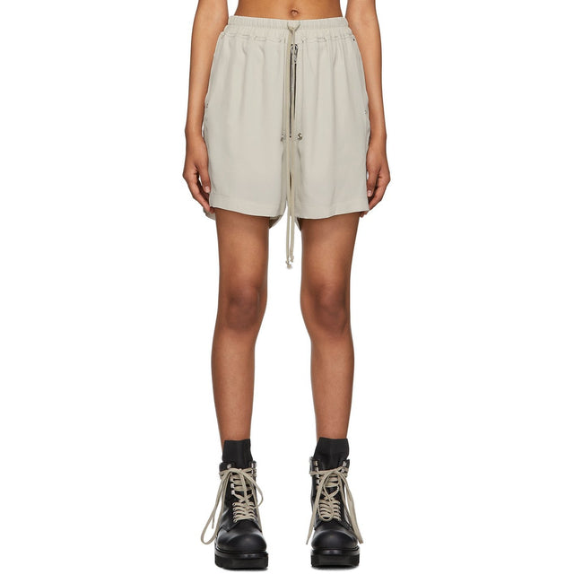 Rick Owens Grey Silk Crepe Bela Boxer Shorts - Rick Owens Grey Silk Crepe Bey Boxer Shorts - Rick Owens 그레이 실크 크레페 벨라 복서 반바지