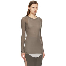 Rick Owens Grey Silk Rib Long Sleeve T-Shirt