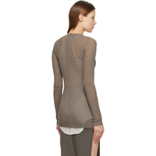 Rick Owens Grey Silk Rib Long Sleeve T-Shirt