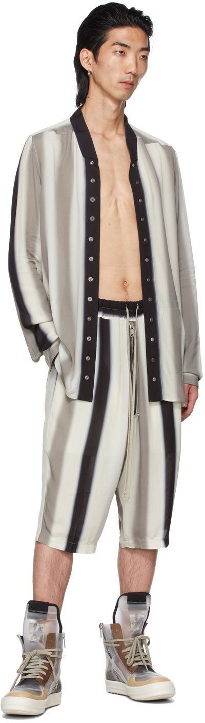 Rick Owens Grey Stripe Bela Pods Shorts