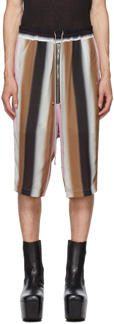 Rick Owens Multicolor Stripe Bela Pods Shorts - Rick Owens Stripe Multicolor Be Bela Pods Short - Rick Owens 여러 가지 빛깔의 스트라이프 Bela 포드 반바지
