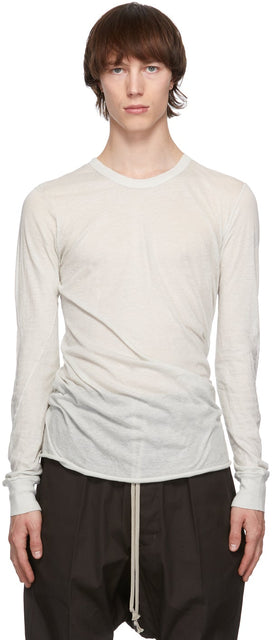 Rick Owens Off-White Basic Long Sleeve T-Shirt - Rick Owens T-shirt à manches longues de base blanc cassé - 릭 오웬스 오프 화이트 기본 긴 소매 티셔츠