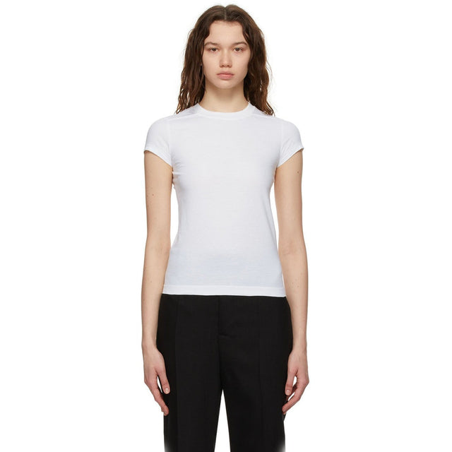 Rick Owens Off-White Cropped Level T-Shirt - T-shirt de niveau recadré rick owens sur blanc - 릭 오웬스 오프 화이트 자른 수준의 티셔츠