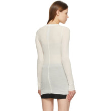 Rick Owens Off-White Silk Rib Long Sleeve T-Shirt
