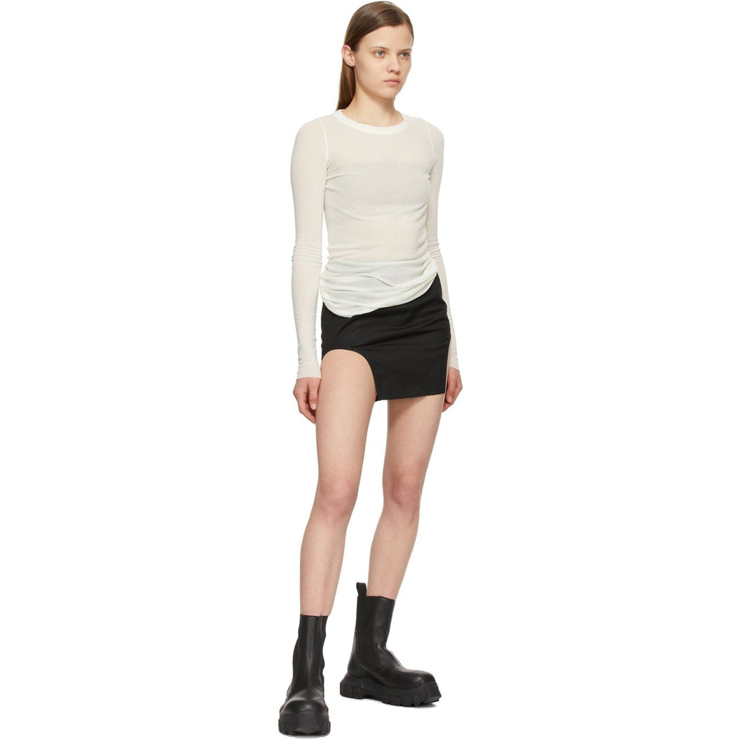 Rick Owens Off-White Silk Rib Long Sleeve T-Shirt