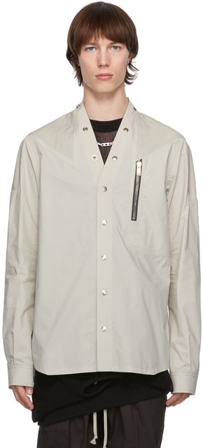 Rick Owens Off-White Snap Button Shirt - Chemise à bouton-pression étanche de Rick Owens - Rick Owens 오프 화이트 스냅 버튼 셔츠