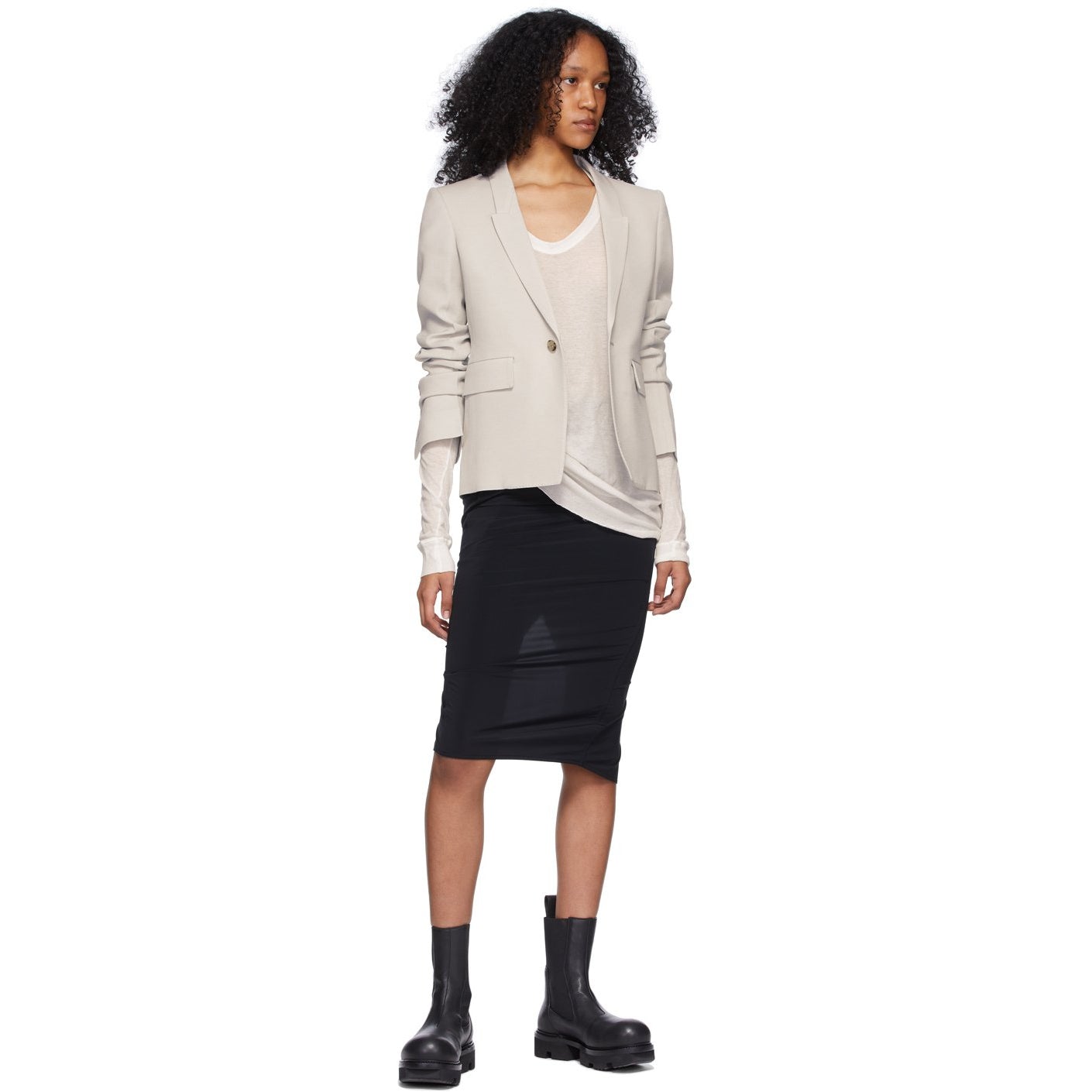 Rick Owens Off-White Wool Crepe Soft Blazer – BlackSkinny