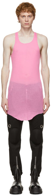 Rick Owens Pink Basic Rib Tank Top - Rick Owens Rose Basic Débardeur - Rick Owens 핑크 기본 리브 탱크 탑입니다