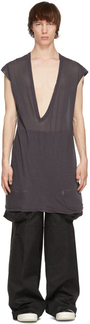 Rick Owens Purple Dylan Cap Sleeve T-Shirt - T-shirt Rick Owens Purple Dylan Cap T-shirt - Rick Owens 보라색 딜런 뚜껑 슬리브 티셔츠