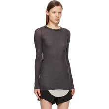 Rick Owens Purple Silk Rib Long Sleeve T-Shirt