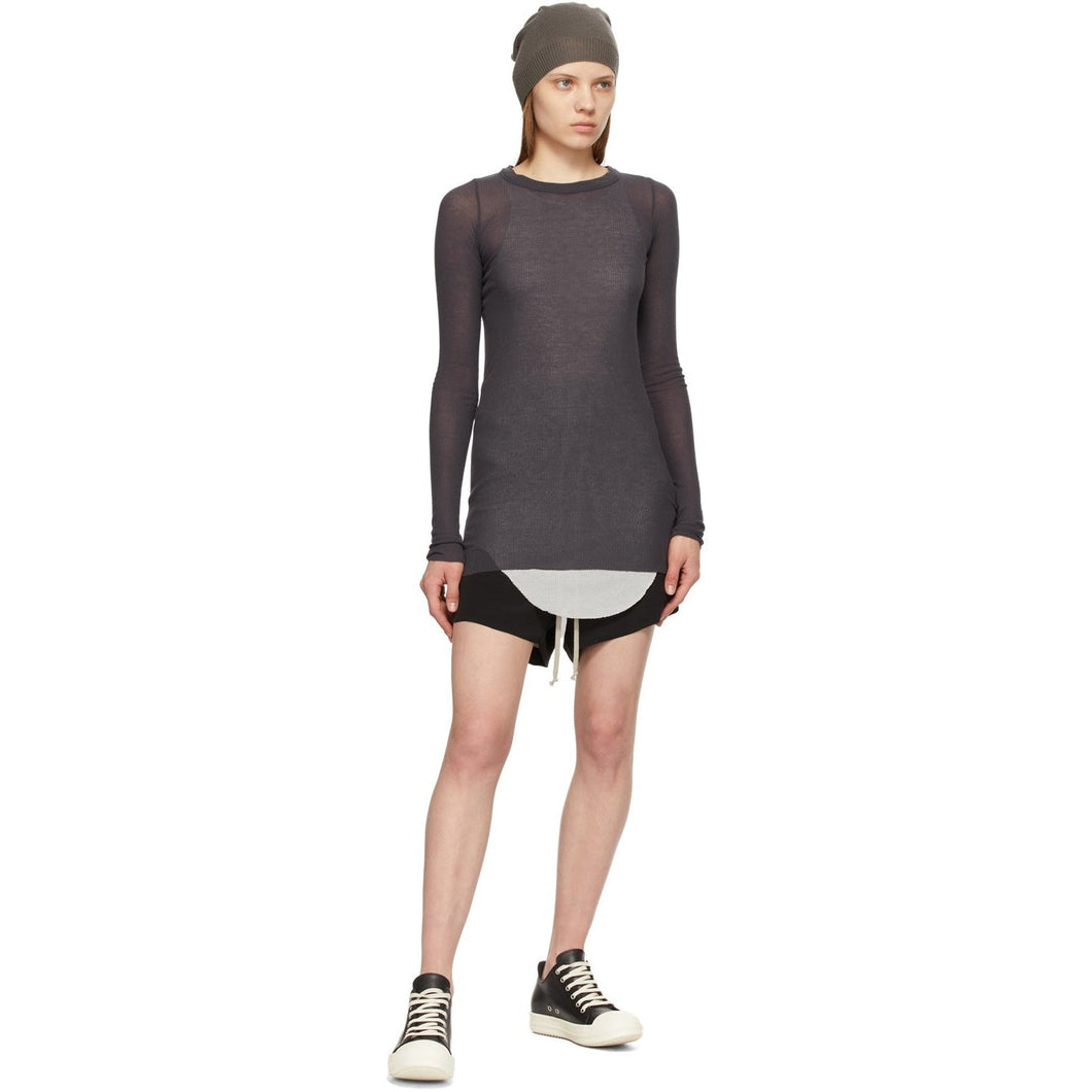 Rick Owens Purple Silk Rib Long Sleeve T-Shirt
