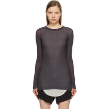 Rick Owens Purple Silk Rib Long Sleeve T-Shirt - Rick Owens T-shirt à manches longues en soie violette - Rick Owens 보라색 실크 리브 긴 소매 티셔츠