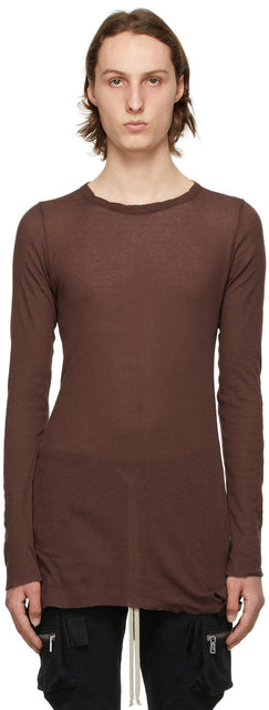 Rick Owens Red Rib Long Sleeve T-Shirt - T-shirt à manches longues Rick Owens Ribours rouges - 릭 오웬 즈 레드 리브 긴 소매 티셔츠