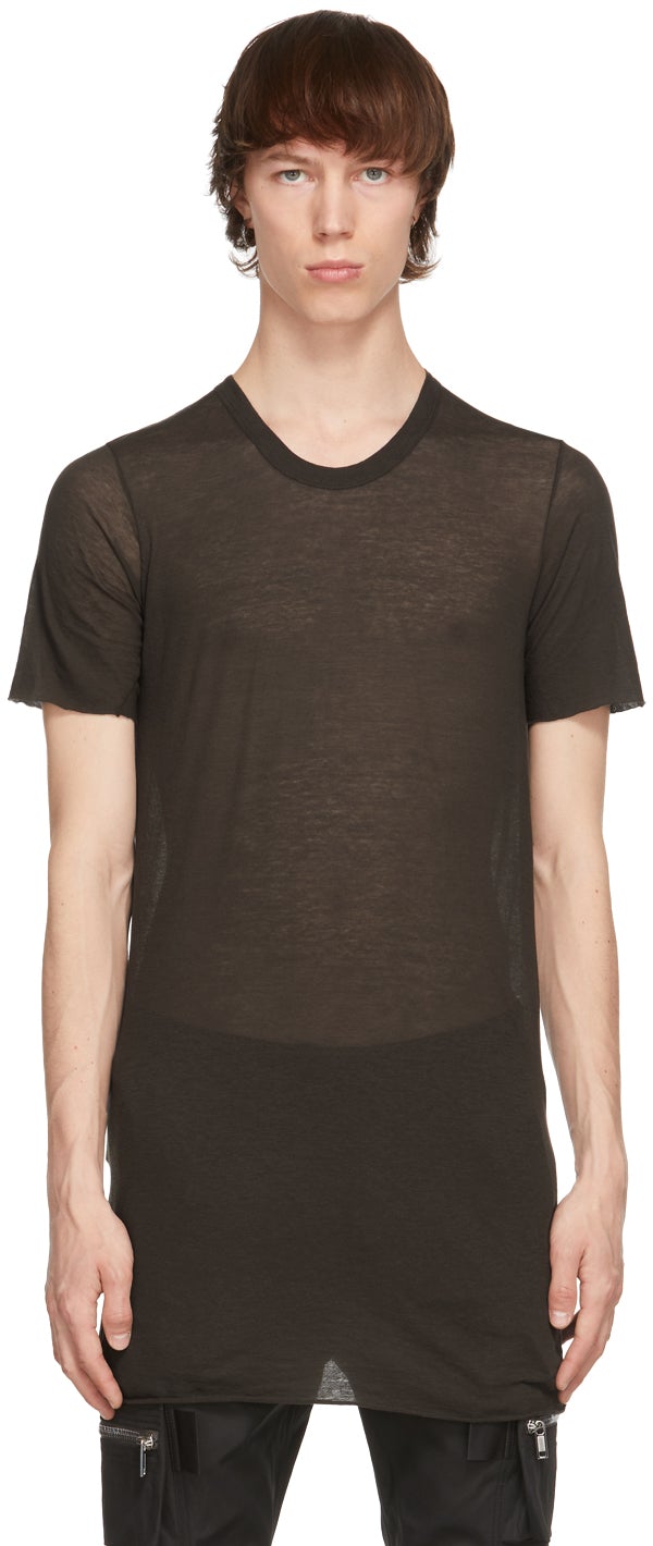 Rick Owens SSENSE Exclusive Brown Basic T-Shirt - T-shirt de base exclusif exclusif de Brown exclusif de Rick Owens Ssense - Rick Owens Ssense 독점적 인 갈색 기본 티셔츠